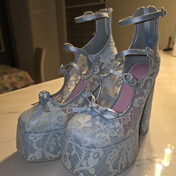 Dollskill - Smiling Melody Platform Heels - Light Blue - Picture 2 of 3